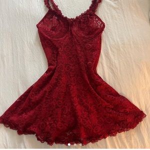 Cinema Etoile Red Lace Bustier Dress